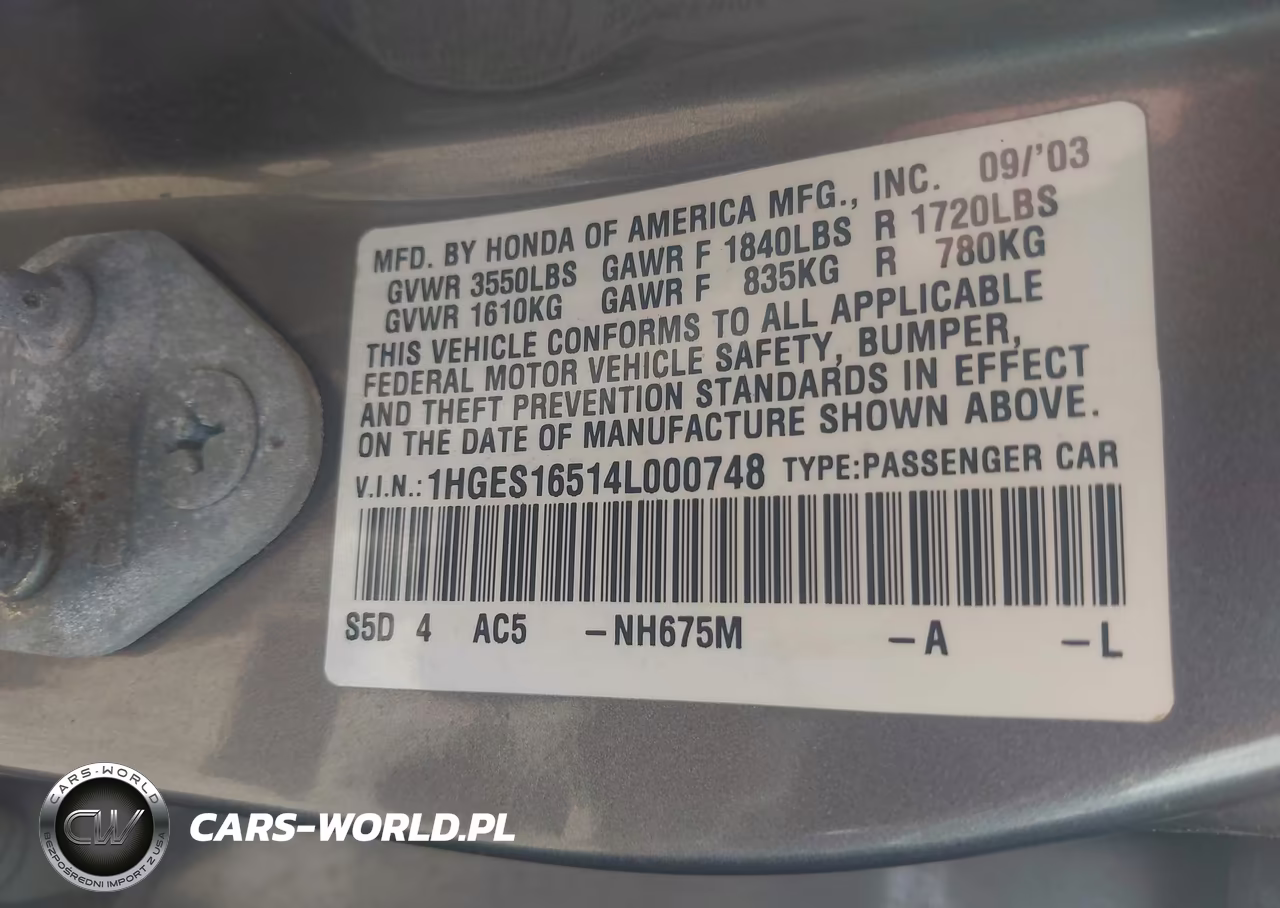 2004 Honda Civic Lx VIN:1HGES16514L000748 - 9