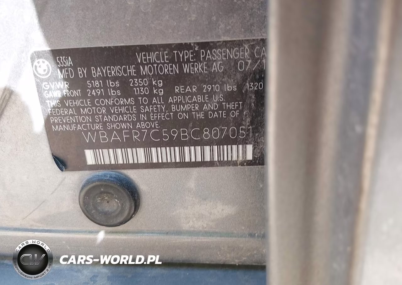 2011 BMW 535I VIN:WBAFR7C59BC807051 - 9