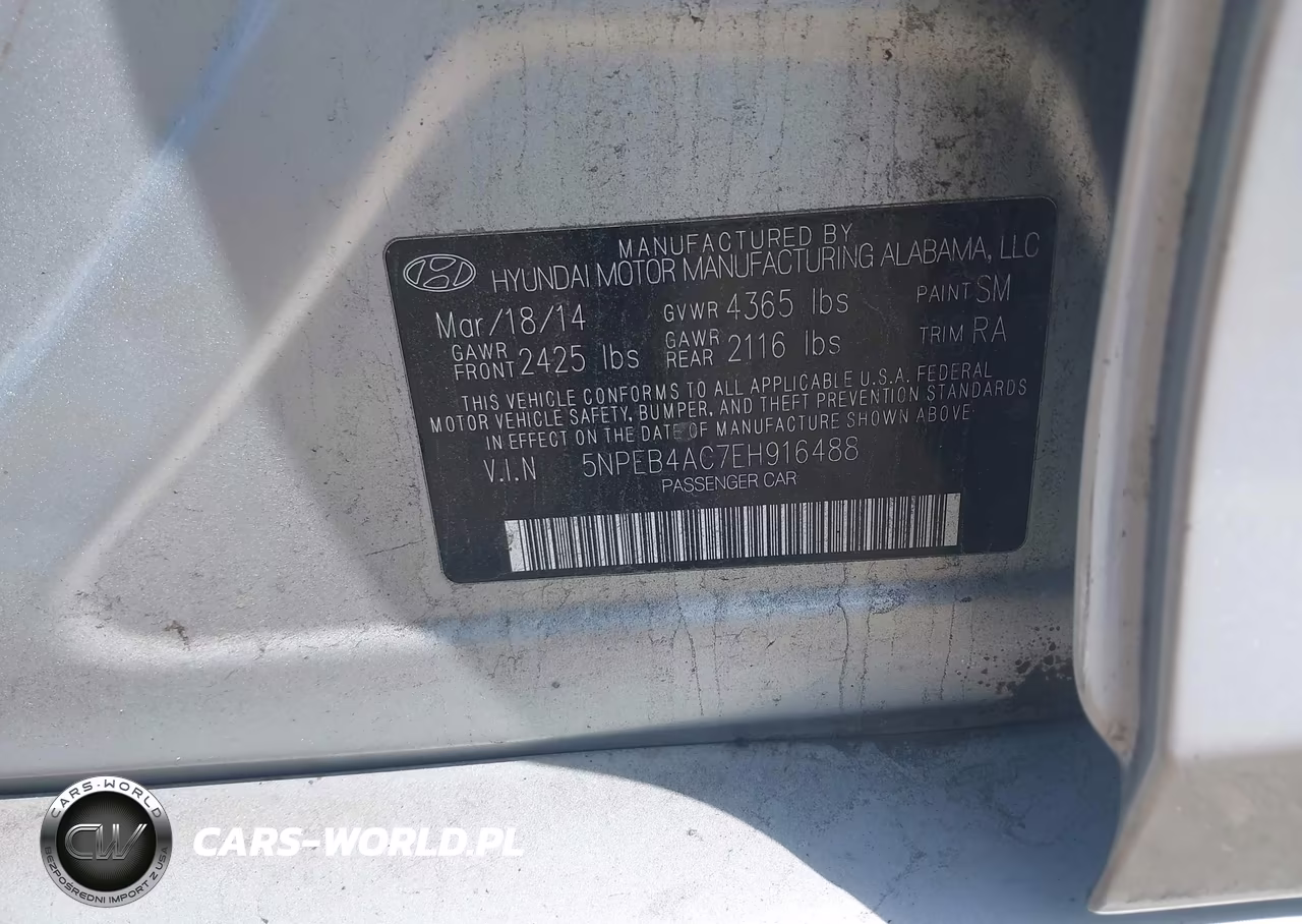 2014 Hyundai Sonata Gls VIN:5NPEB4AC7EH916488 - 9