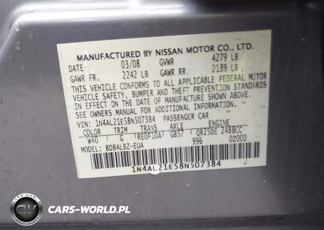 2008 Nissan Altima 2.5 S VIN:1N4AL21E58N507384 - 9