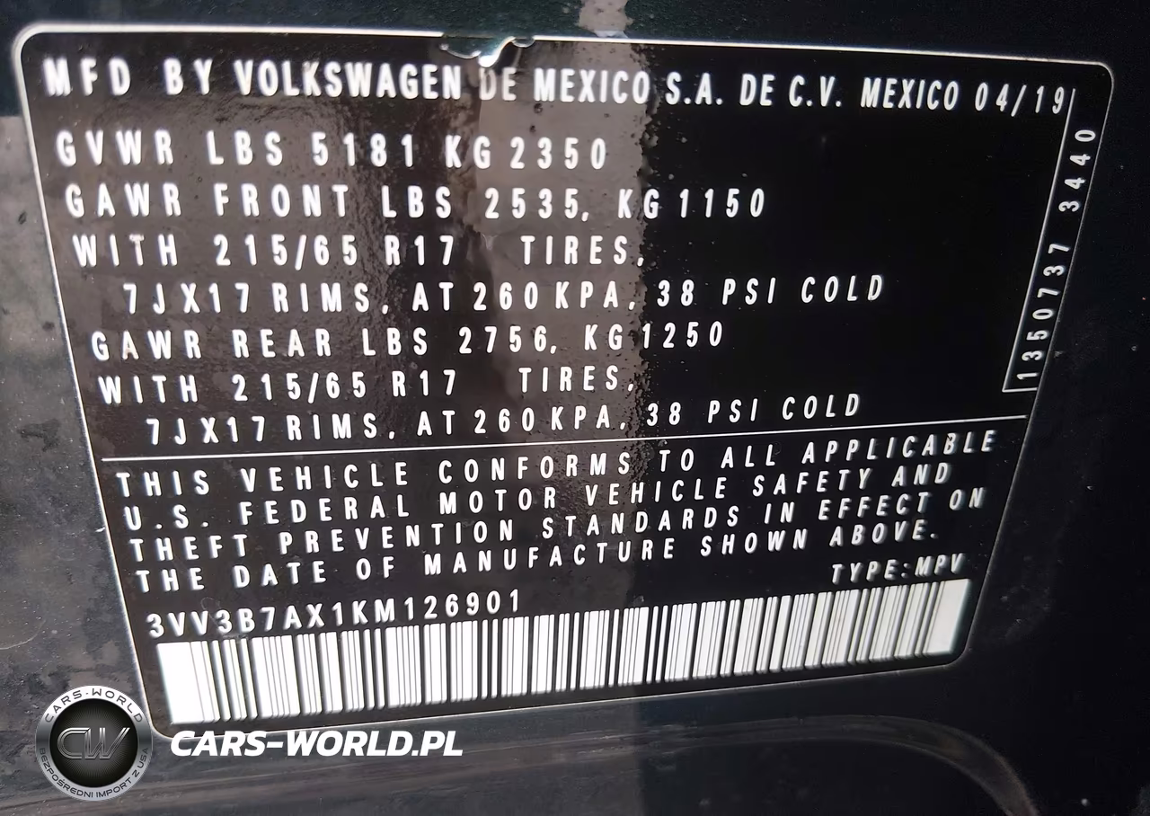 2019 Volkswagen Tiguan 2.0T Se-2.0T Sel-2.0T Sel R-Line-2.0T Sel R-Line Black VIN:3VV3B7AX1KM126901 - 9
