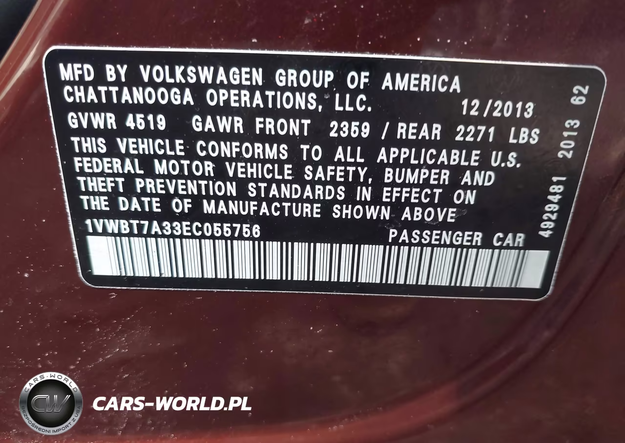 2014 Volkswagen Passat 1.8T Se VIN:1VWBT7A33EC055756 - 9