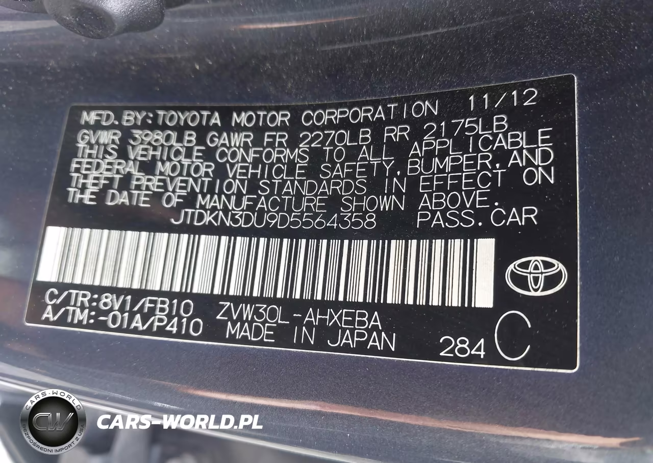 2013 Toyota Prius Two VIN:JTDKN3DU9D5564358 - 9