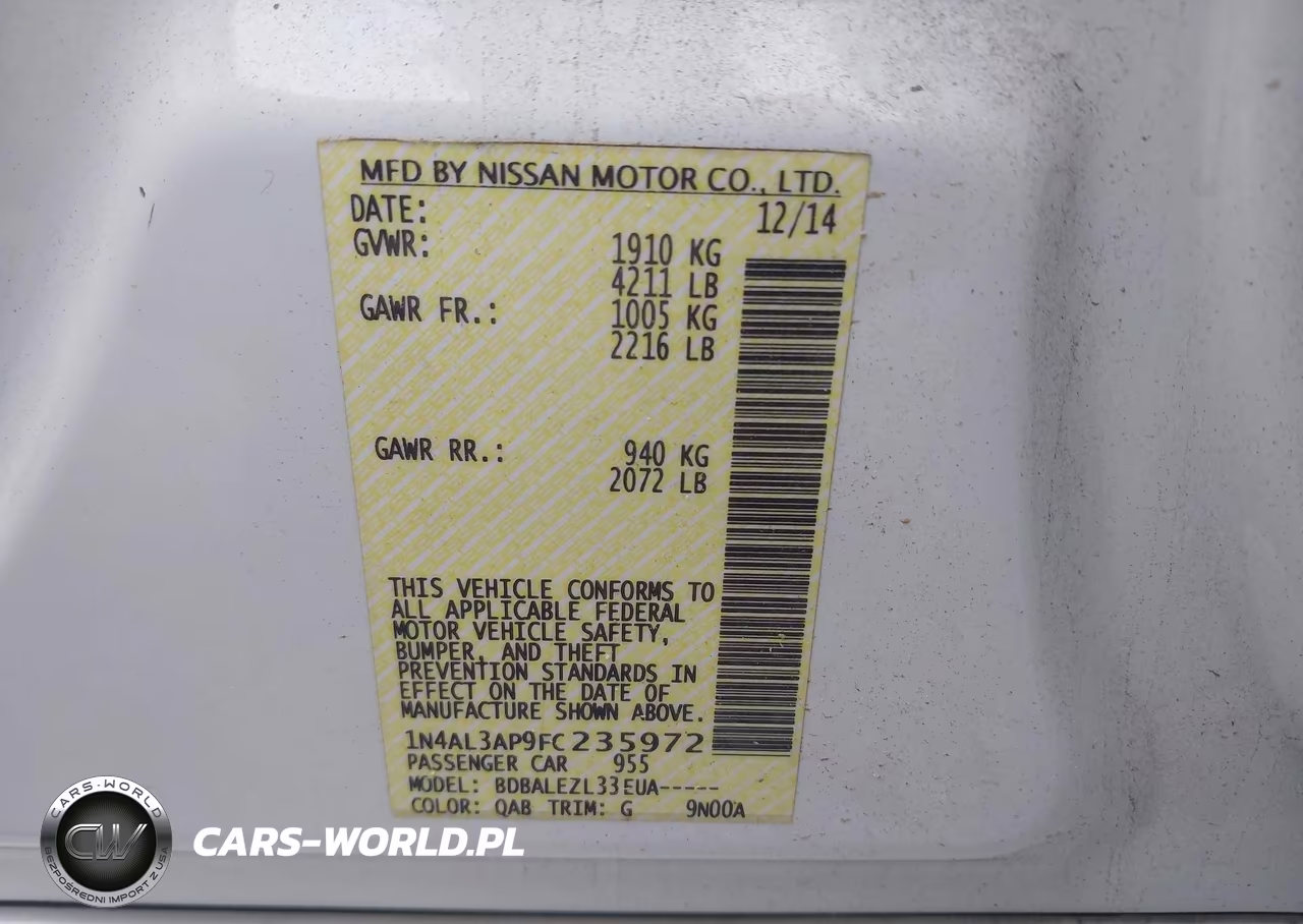 2015 Nissan Altima 2.5 S VIN:1N4AL3AP9FC235972 - 9