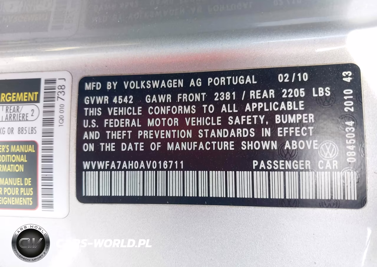 2010 Volkswagen Eos Lux VIN:WVWFA7AH0AV016711 - 9