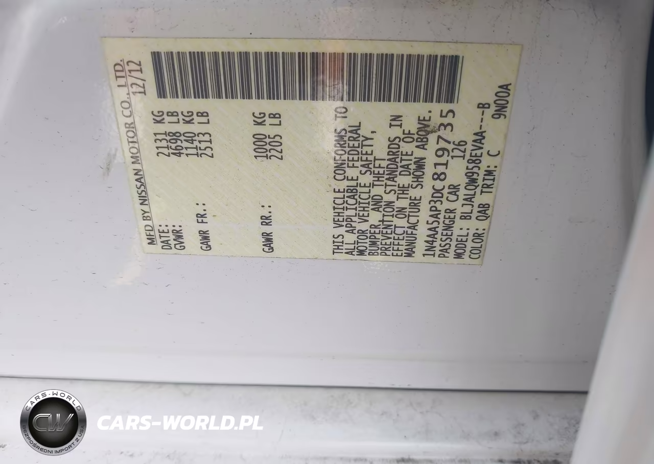 2013 Nissan Maxima 3.5 S VIN:1N4AA5AP3DC819735 - 9
