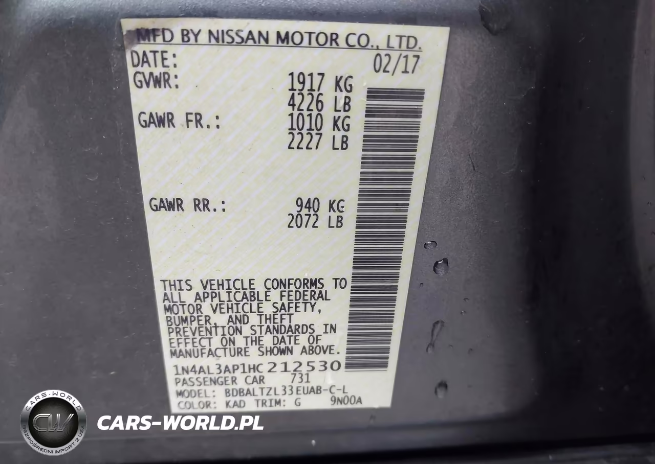 2017 Nissan Altima 2.5 Sl VIN:1N4AL3AP1HC212530 - 9