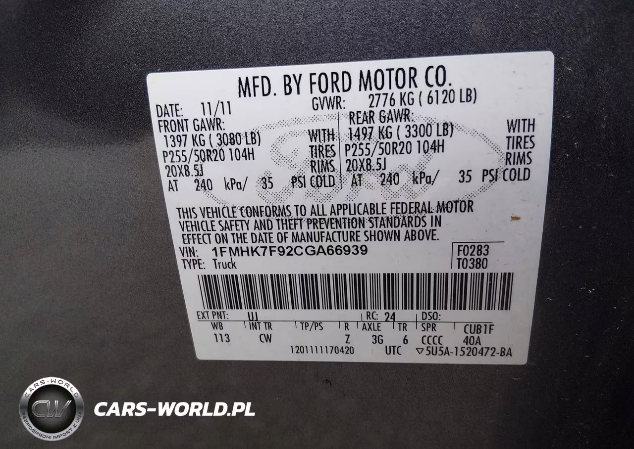 2012 Ford Explorer Limited VIN:1FMHK7F92CGA66939 - 9