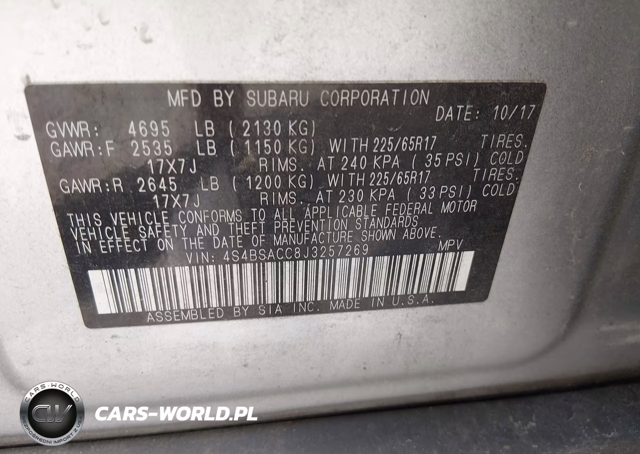 2018 Subaru Outback 2.5I Premium VIN:4S4BSACC8J3257269 - 9