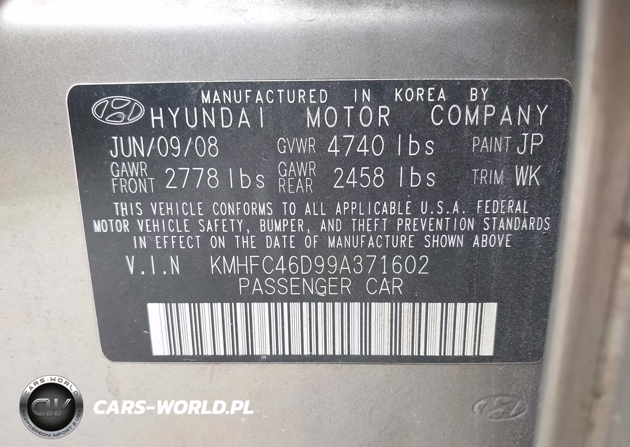 2009 Hyundai Azera Gls VIN:KMHFC46D99A371602 - 9