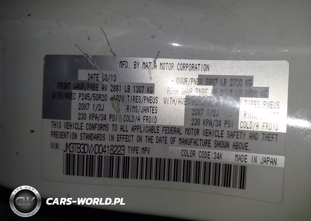 2013 Mazda Cx-9 Grand Touring VIN:JM3TB3DVXD0418223 - 9