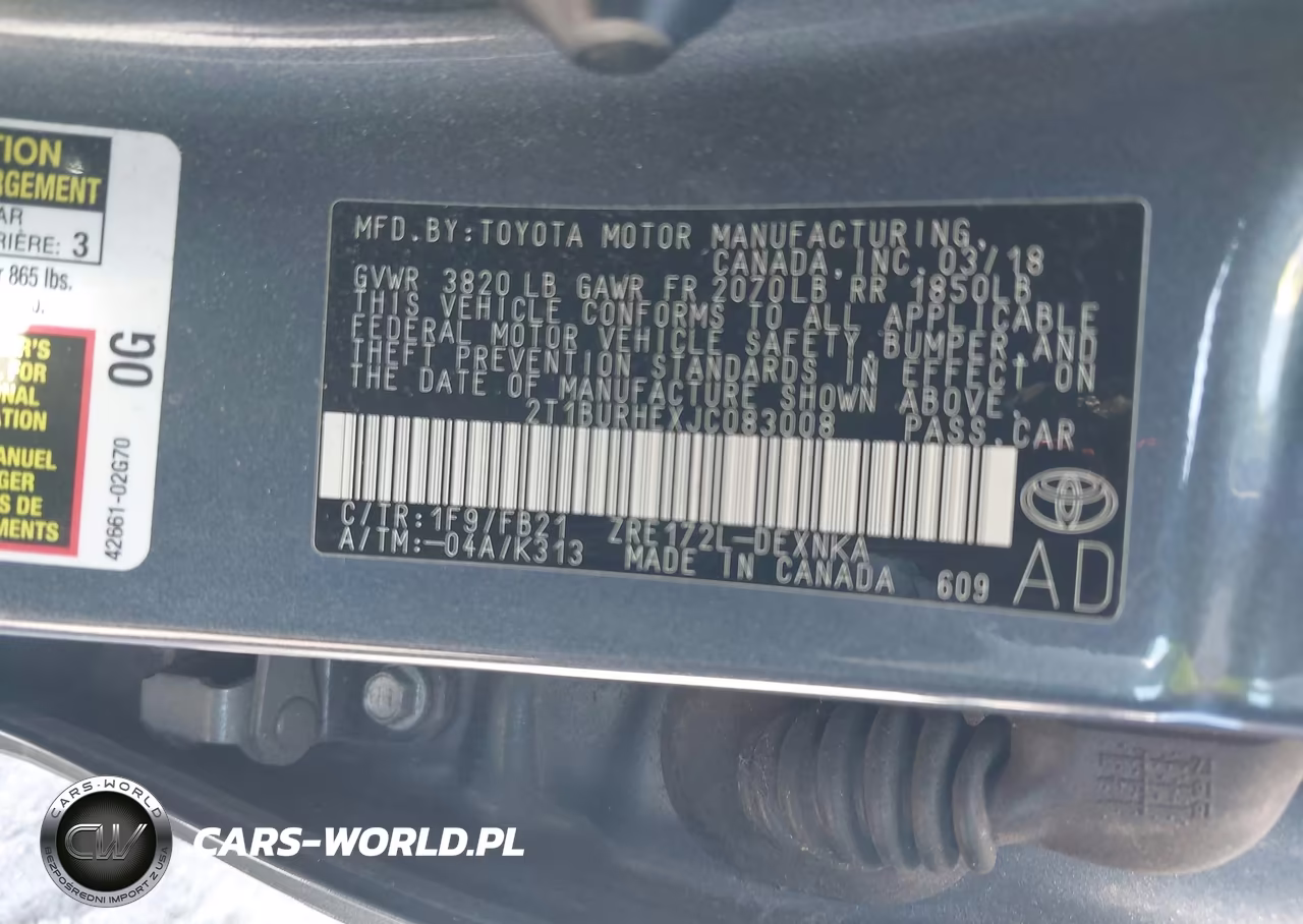 2018 Toyota Corolla Le VIN:2T1BURHEXJC083008 - 9
