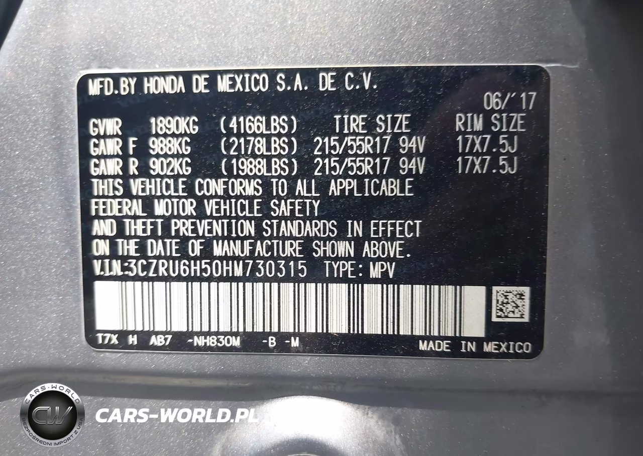 2017 Honda Hr-V Ex VIN:3CZRU6H50HM730315 - 9