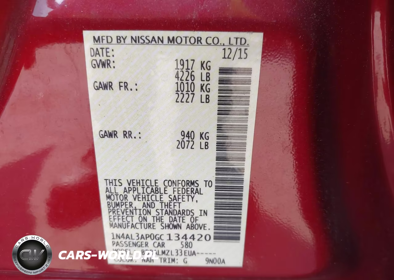 2016 Nissan Altima 2.5-2.5 S-2.5 Sl-2.5 Sr-2.5 Sv VIN:1N4AL3AP0GC134420 - 9