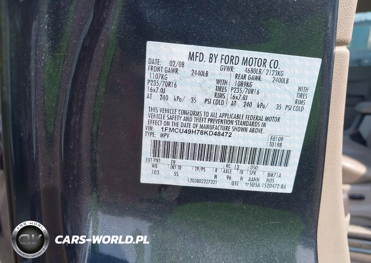 2008 Ford Escape Hybrid VIN:1FMCU49H78KD48472 - 9