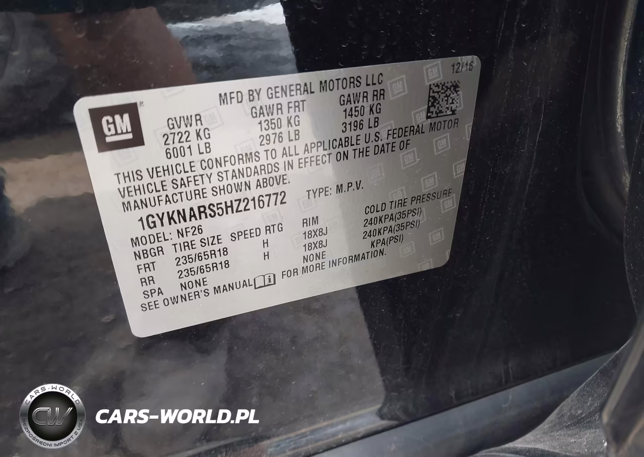 2017 Cadillac Xt5 Standard VIN:1GYKNARS5HZ216772 - 9