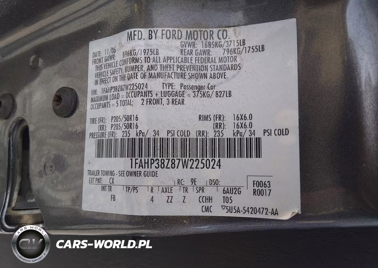 2007 Ford Focus St VIN:1FAHP38Z87W225024 - 9