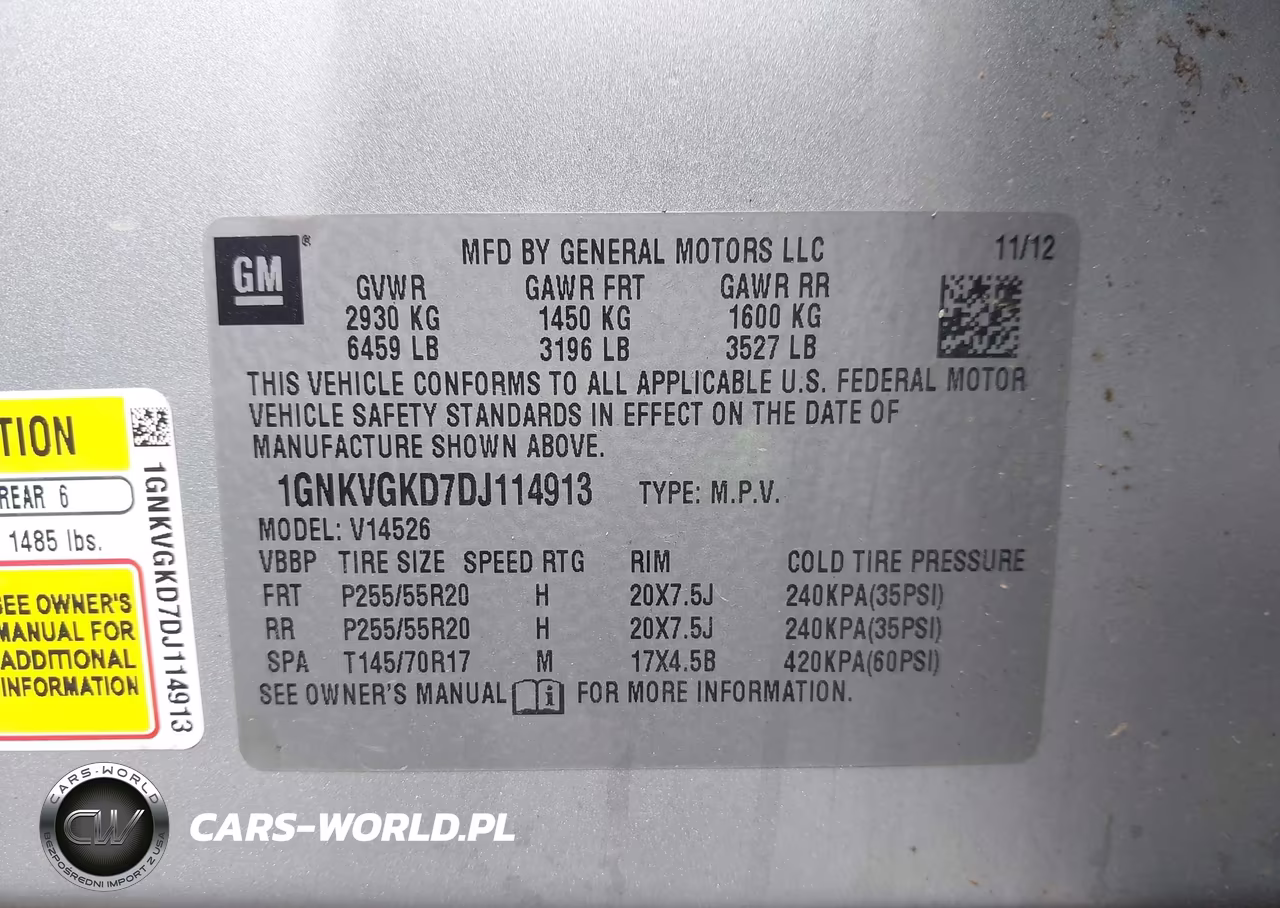 2013 Chevrolet Traverse Lt VIN:1GNKVGKD7DJ114913 - 9