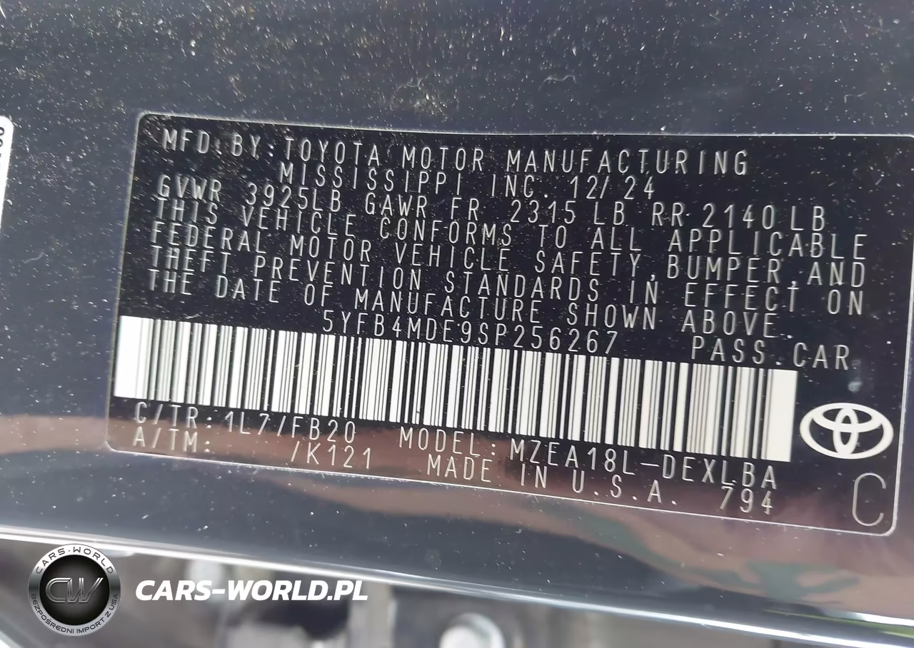 2025 Toyota Corolla Le VIN:5YFB4MDE9SP256267 - 9