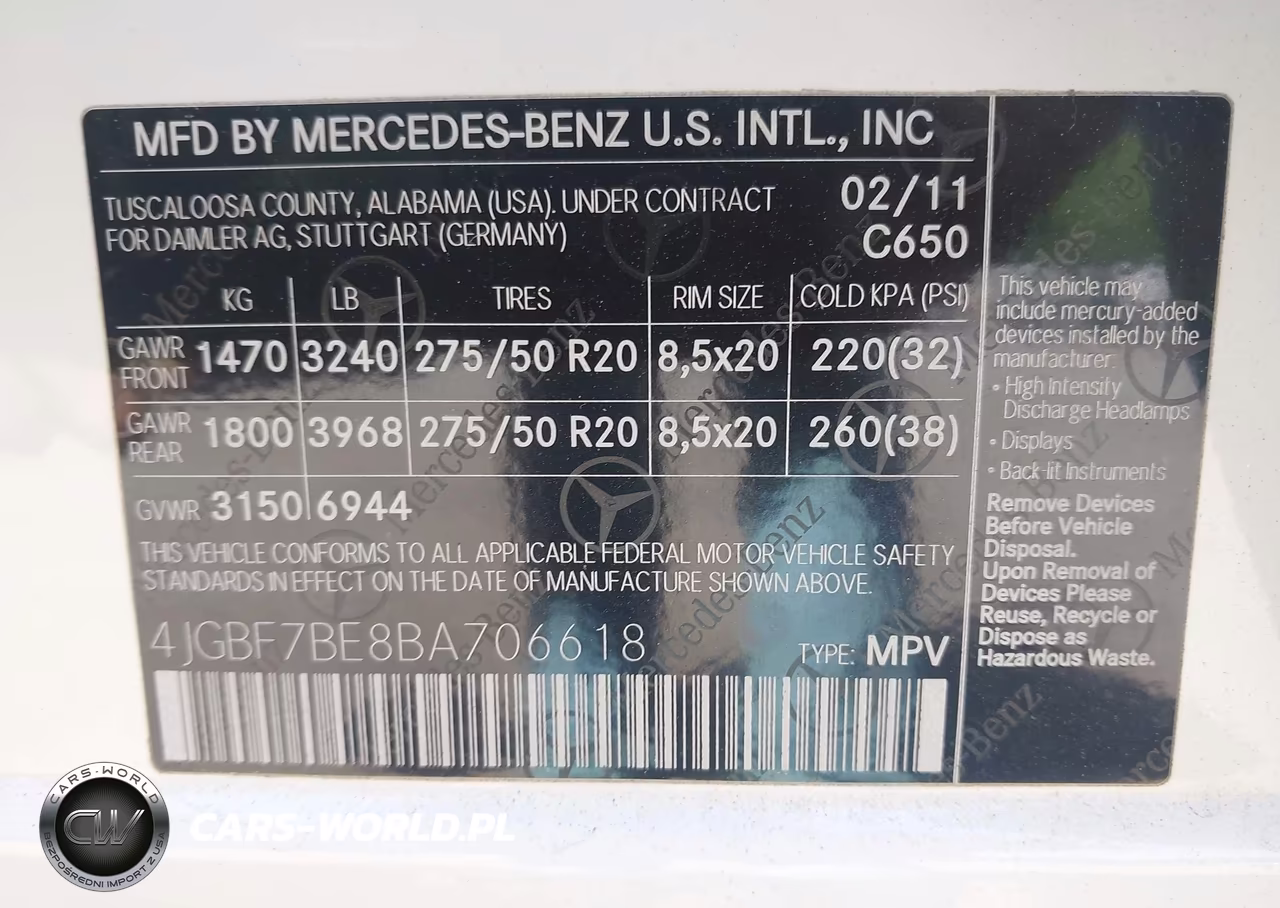 2011 Mercedes-Benz Gl 450 4Matic VIN:4JGBF7BE8BA706618 - 9