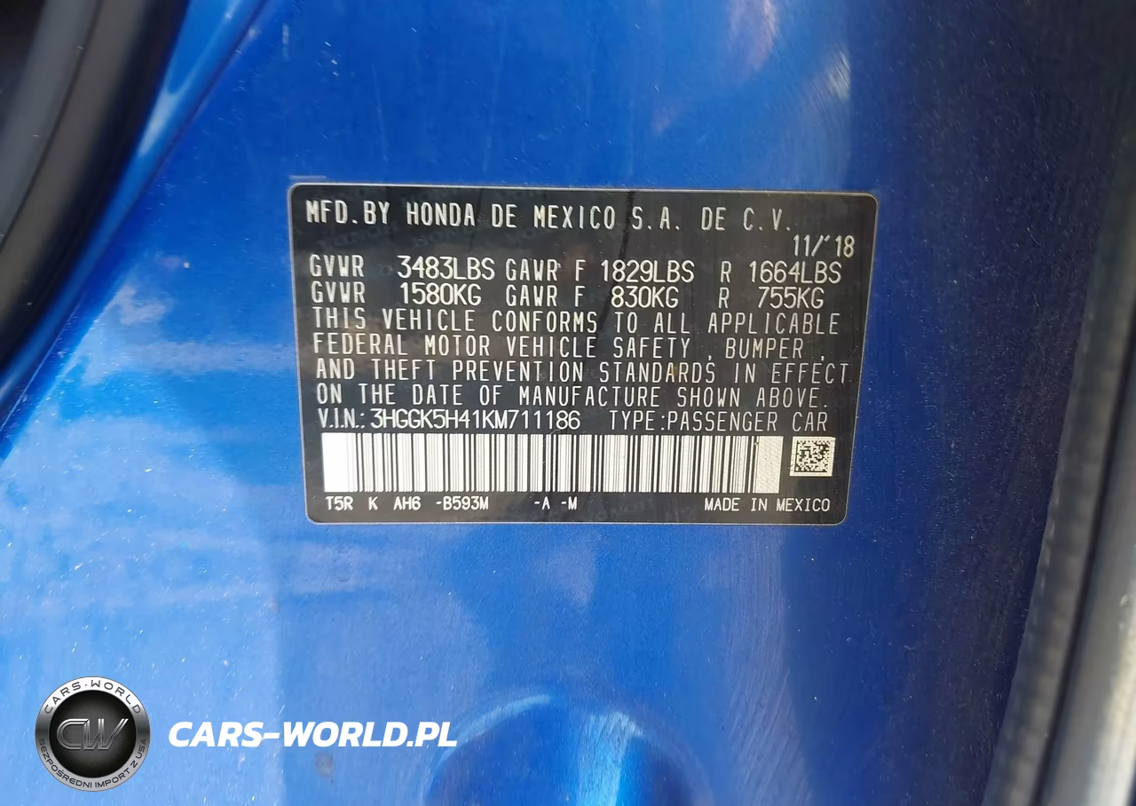 2019 Honda Fit Lx VIN:3HGGK5H41KM711186 - 9