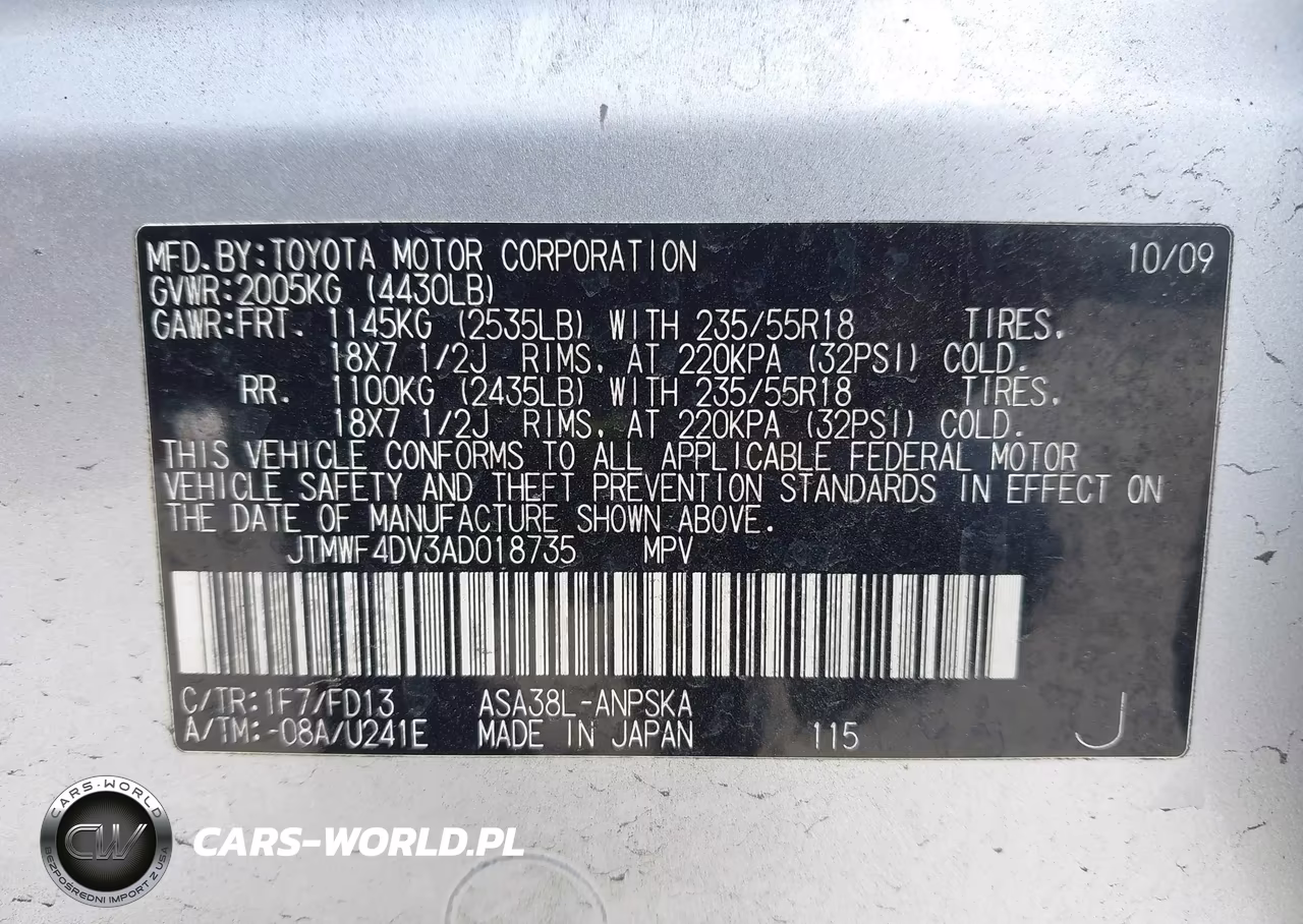 2010 Toyota Rav4 Sport VIN:JTMWF4DV3AD018735 - 9