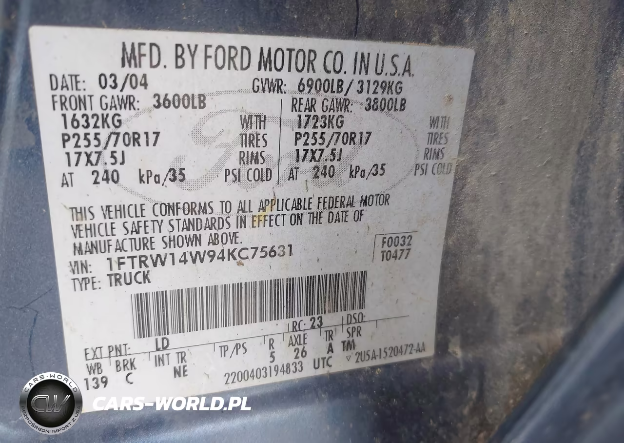 2004 Ford F-150 Xlt VIN:1FTRW14W94KC75631 - 9