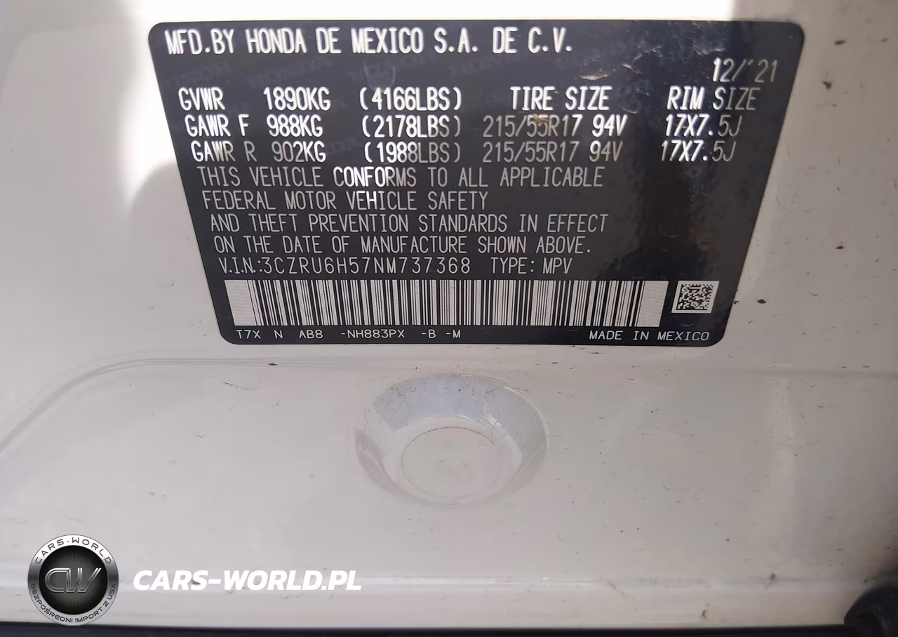 2022 Honda Hr-V Awd Ex VIN:3CZRU6H57NM737368 - 9