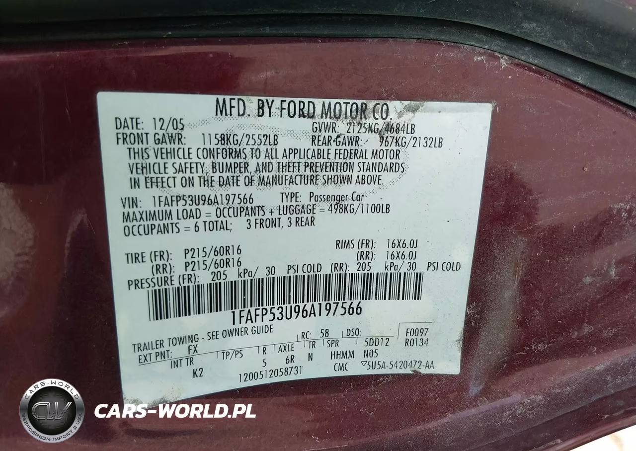 2006 Ford Taurus Se VIN:1FAFP53U96A197566 - 9