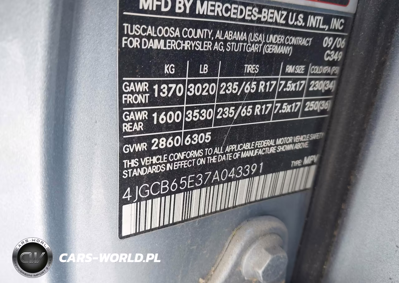 2007 Mercedes-Benz R 350 4Matic VIN:4JGCB65E37A043391 - 9