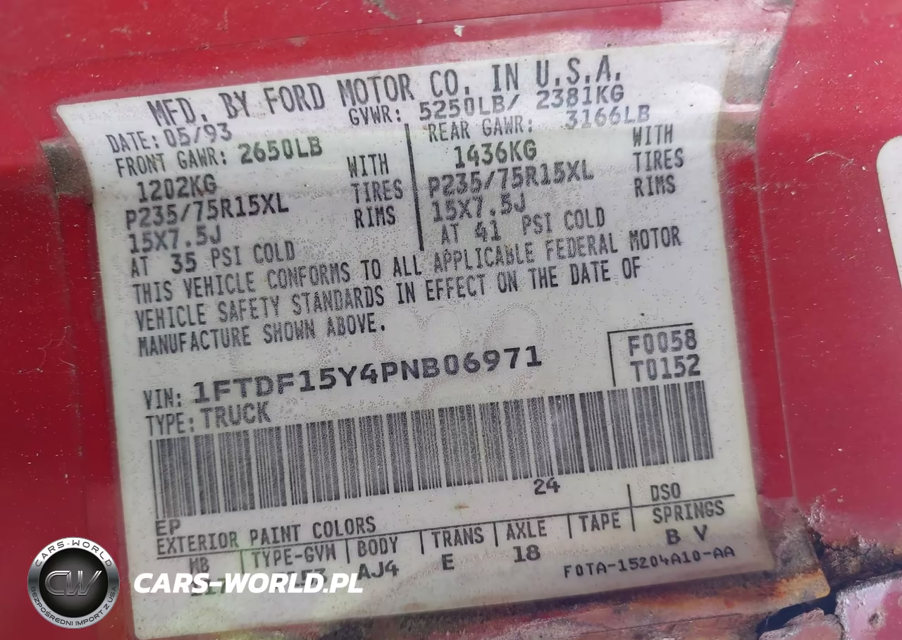 1993 Ford F150 VIN:1FTDF15Y4PNB06971 - 9