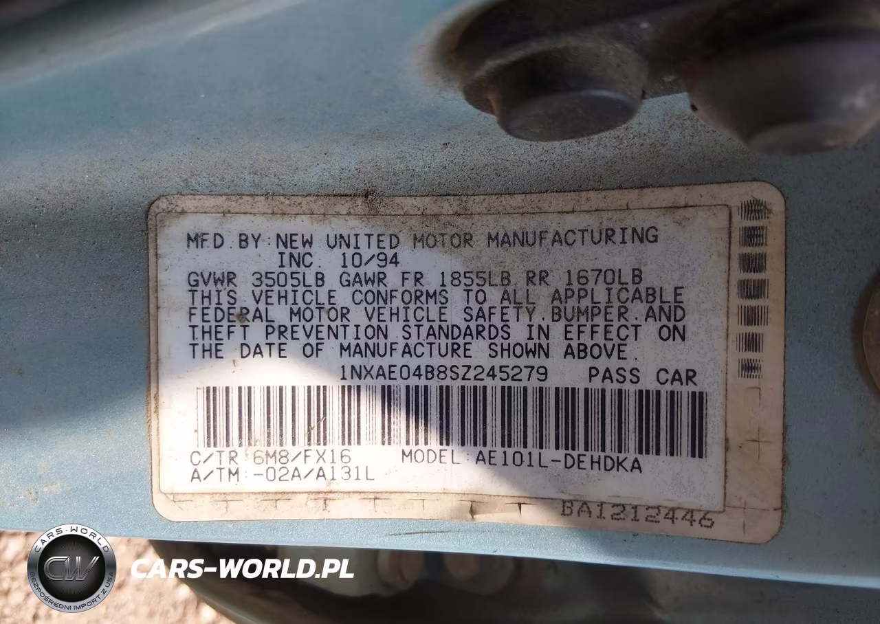 1995 Toyota Corolla VIN:1NXAE04B8SZ245279 - 9