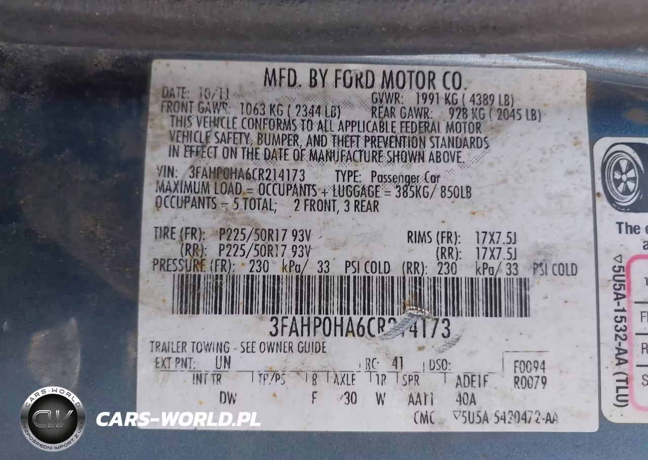 2012 Ford Fusion Se VIN:3FAHP0HA6CR214173 - 9