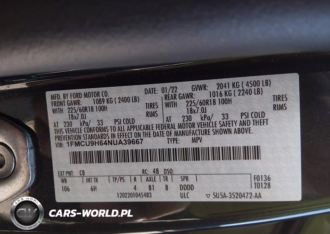 2022 Ford Escape Sel VIN:1FMCU9H64NUA39667 - 9