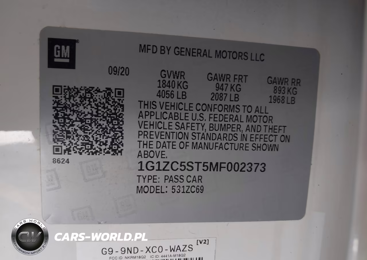 2021 Chevrolet Malibu Fwd 1Fl VIN:1G1ZC5ST5MF002373 - 9