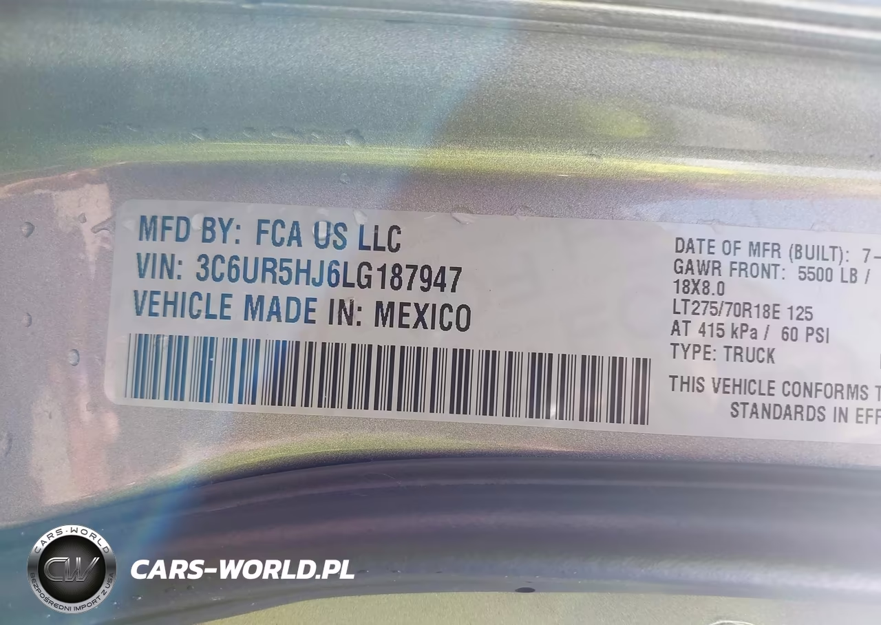 2020 Ram 2500 Tradesman 4X4 8' Box VIN:3C6UR5HJ6LG187947 - 9