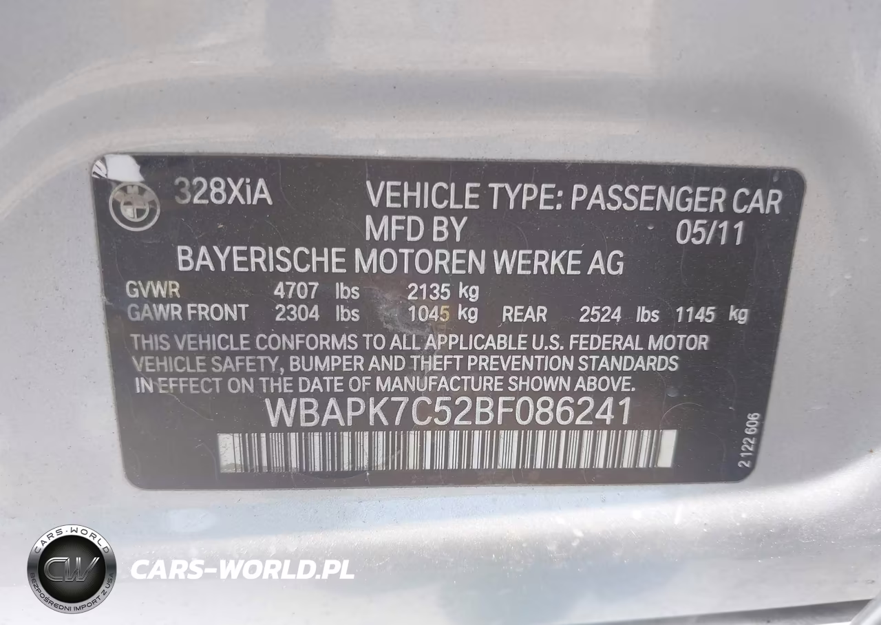 2011 BMW 328I xDrive VIN:WBAPK7C52BF086241 - 9