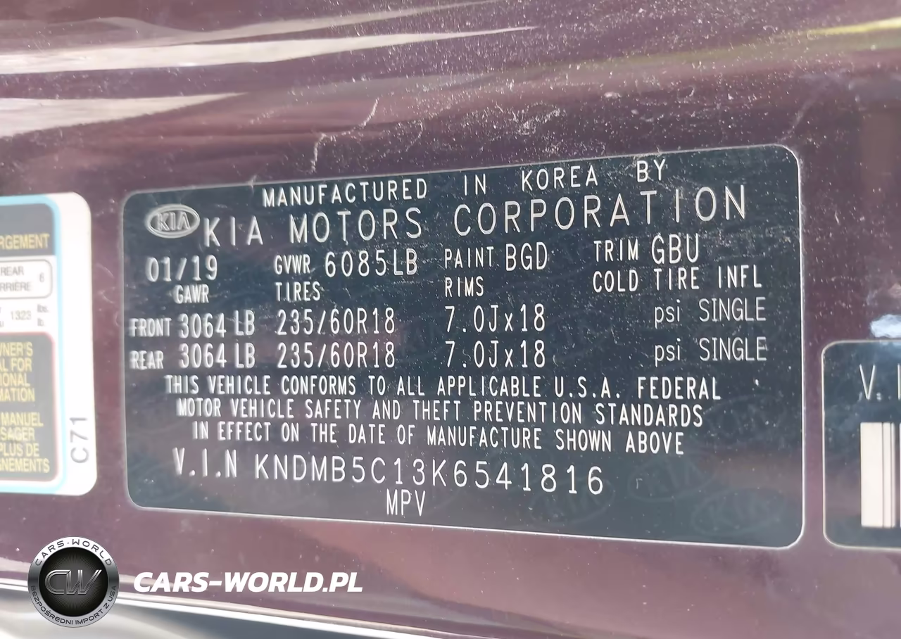 2019 Kia Sedona Ex VIN:KNDMB5C13K6541816 - 8