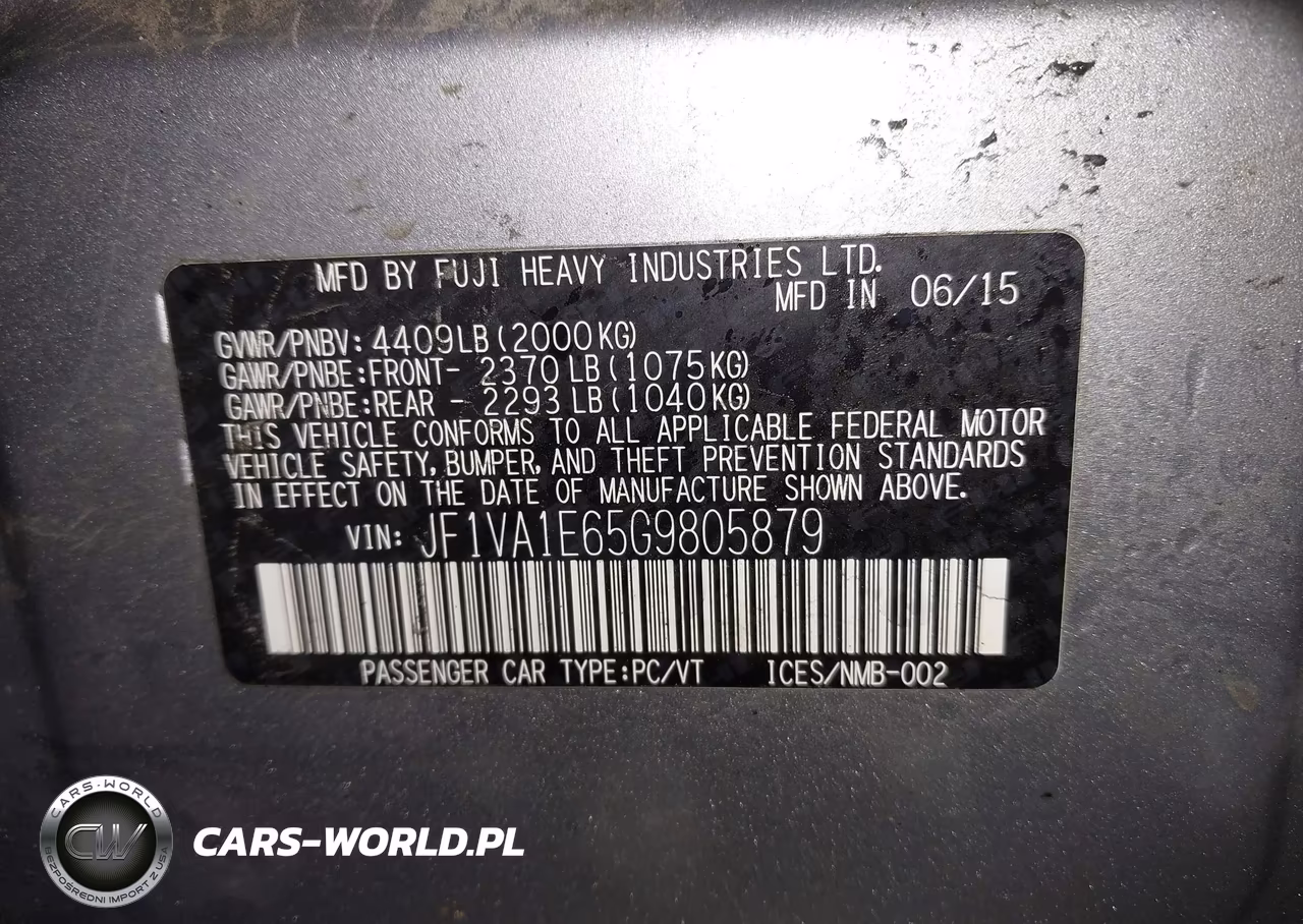 2016 Subaru Wrx Premium VIN:JF1VA1E65G9805879 - 9