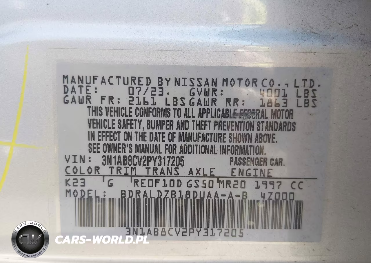 2023 Nissan Sentra Sv Xtronic Cvt VIN:3N1AB8CV2PY317205 - 9