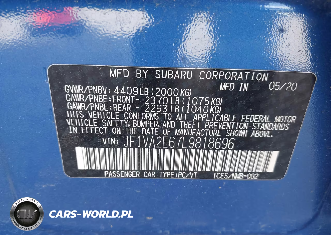 2020 Subaru Wrx Sti VIN:JF1VA2E67L9818696 - 9