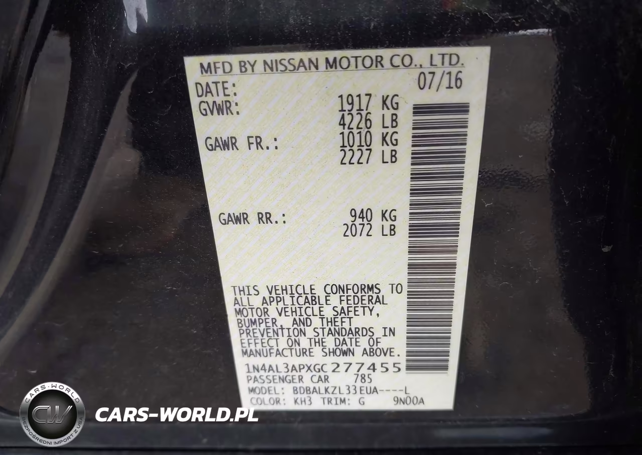 2016 Nissan Altima 2.5 Sv VIN:1N4AL3APXGC277455 - 9