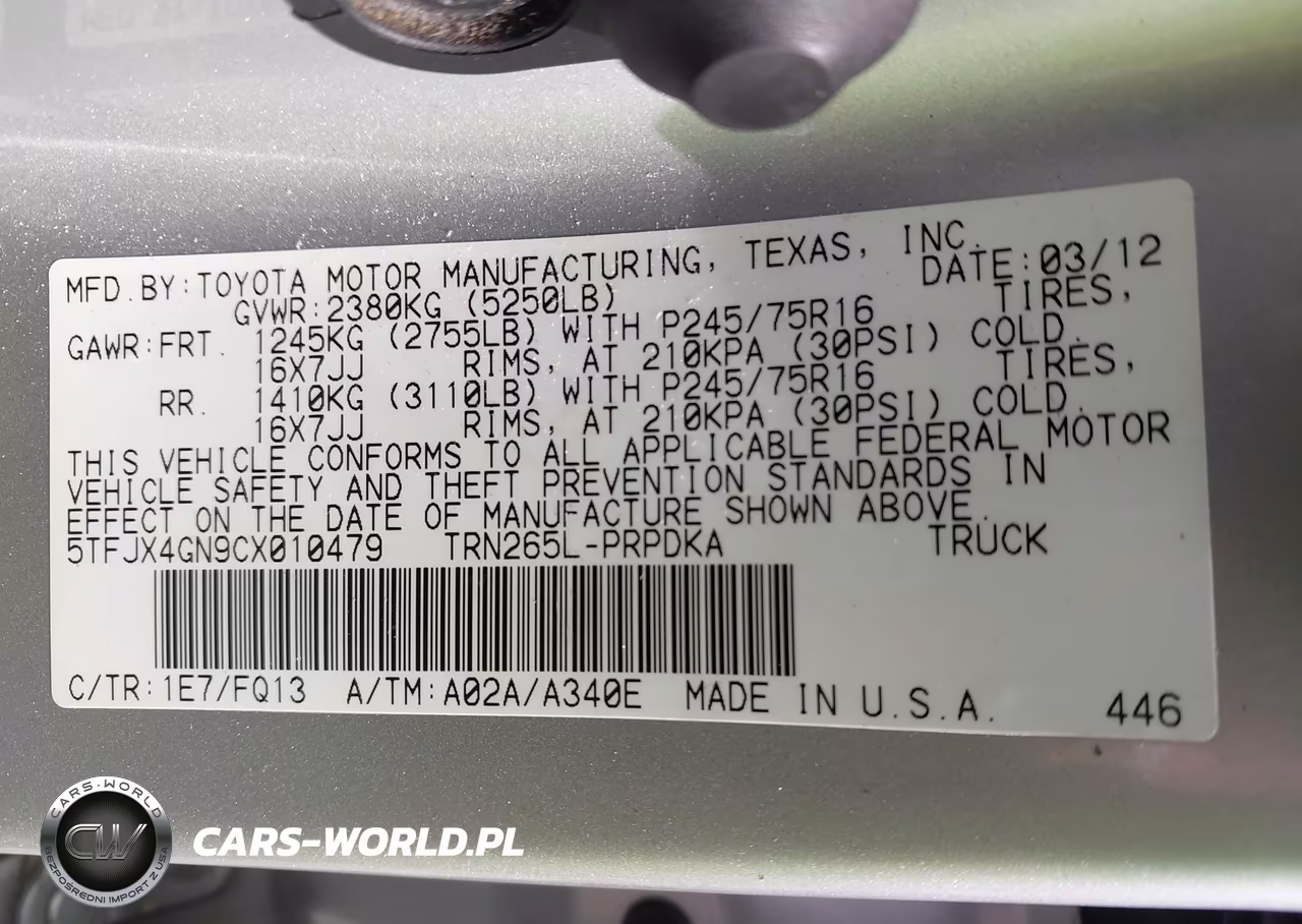 2012 Toyota Tacoma Prerunner VIN:5TFJX4GN9CX010479 - 9
