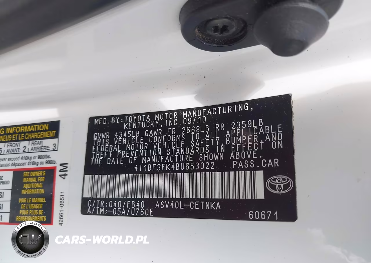 2011 Toyota Camry Le VIN:4T1BF3EK4BU653022 - 9