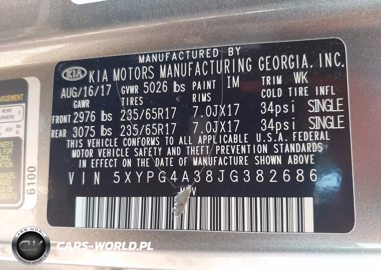 2018 Kia Sorento 2.4L L VIN:5XYPG4A38JG382686 - 9