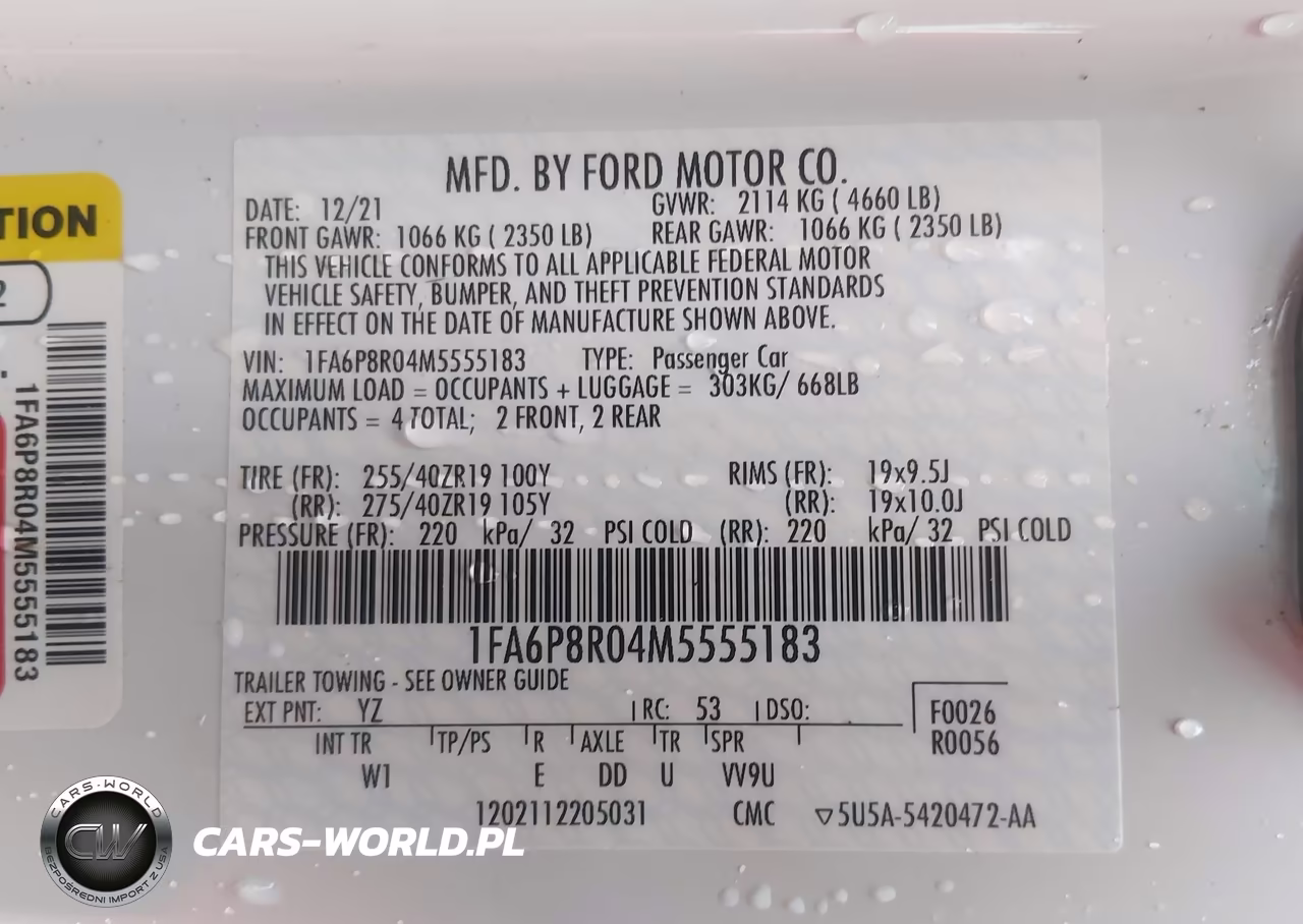 2021 Ford Mustang Mach 1 Fastback VIN:1FA6P8R04M5555183 - 9