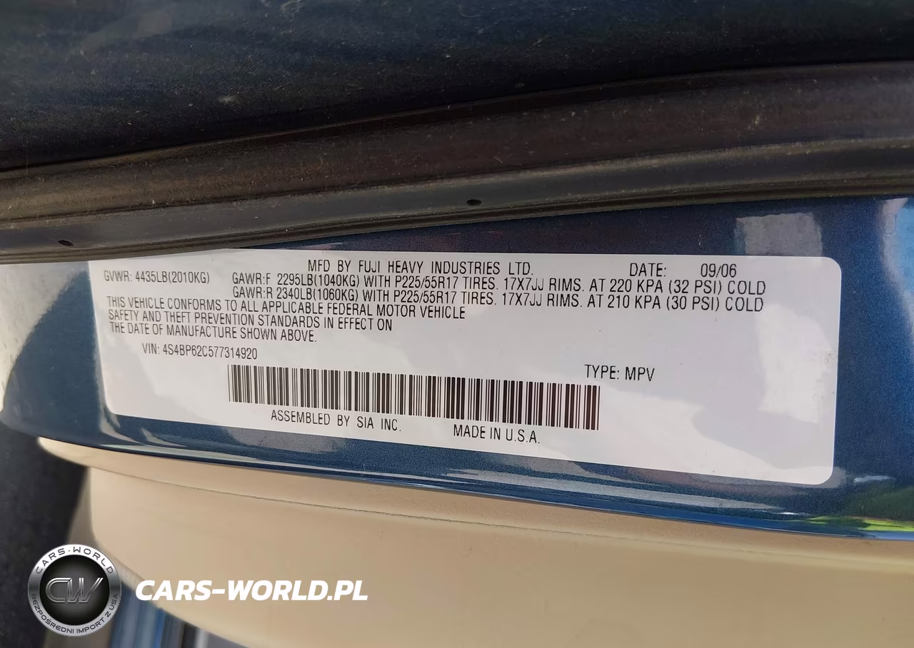 2007 Subaru Outback 2.5I Limited VIN:4S4BP62C577314920 - 9