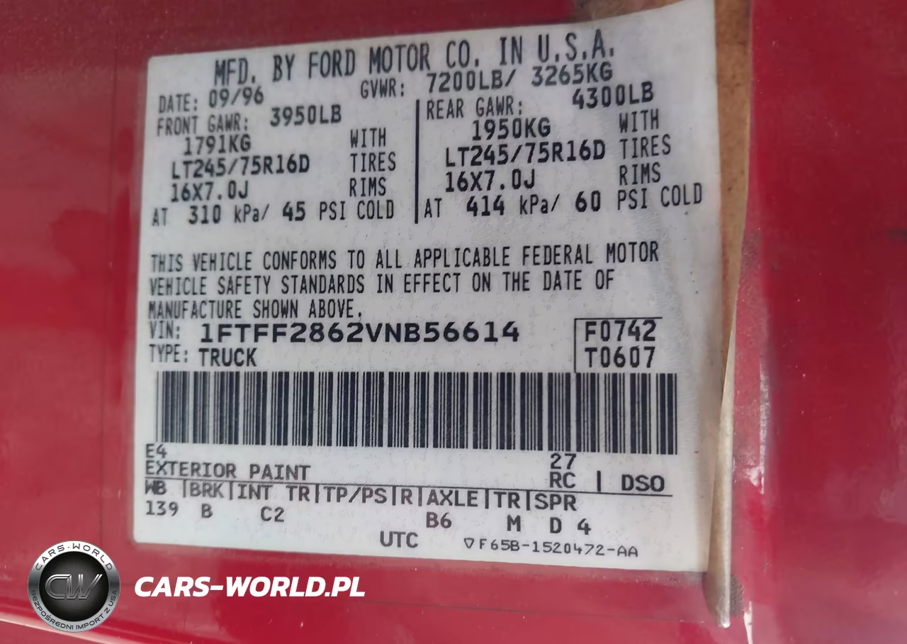 1997 Ford F-250 Standard Lariat-Standard-Xl-Xlt VIN:1FTFF2862VNB56614 - 9