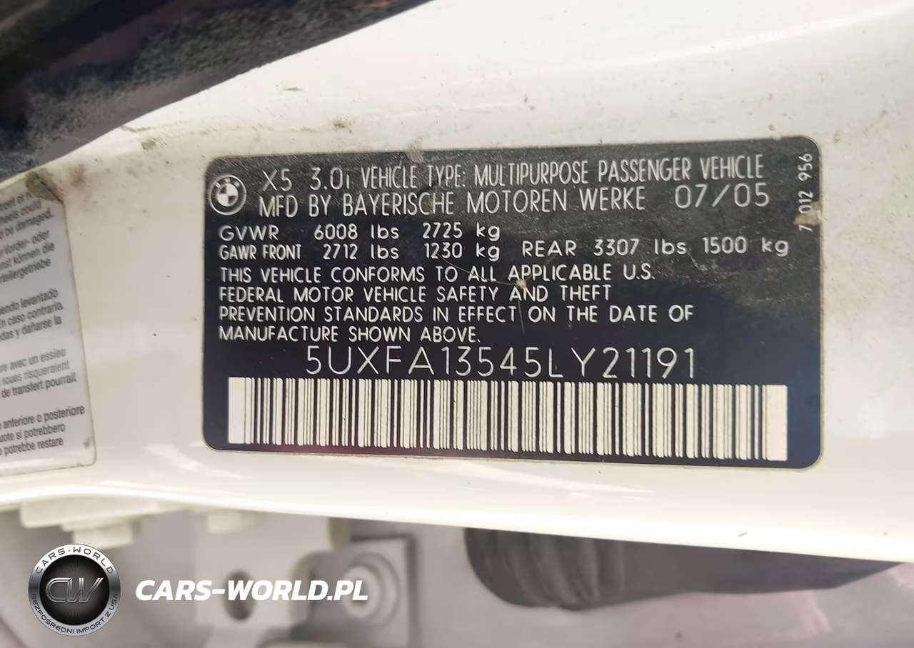 2005 BMW X5 3.0I VIN:5UXFA13545LY21191 - 9