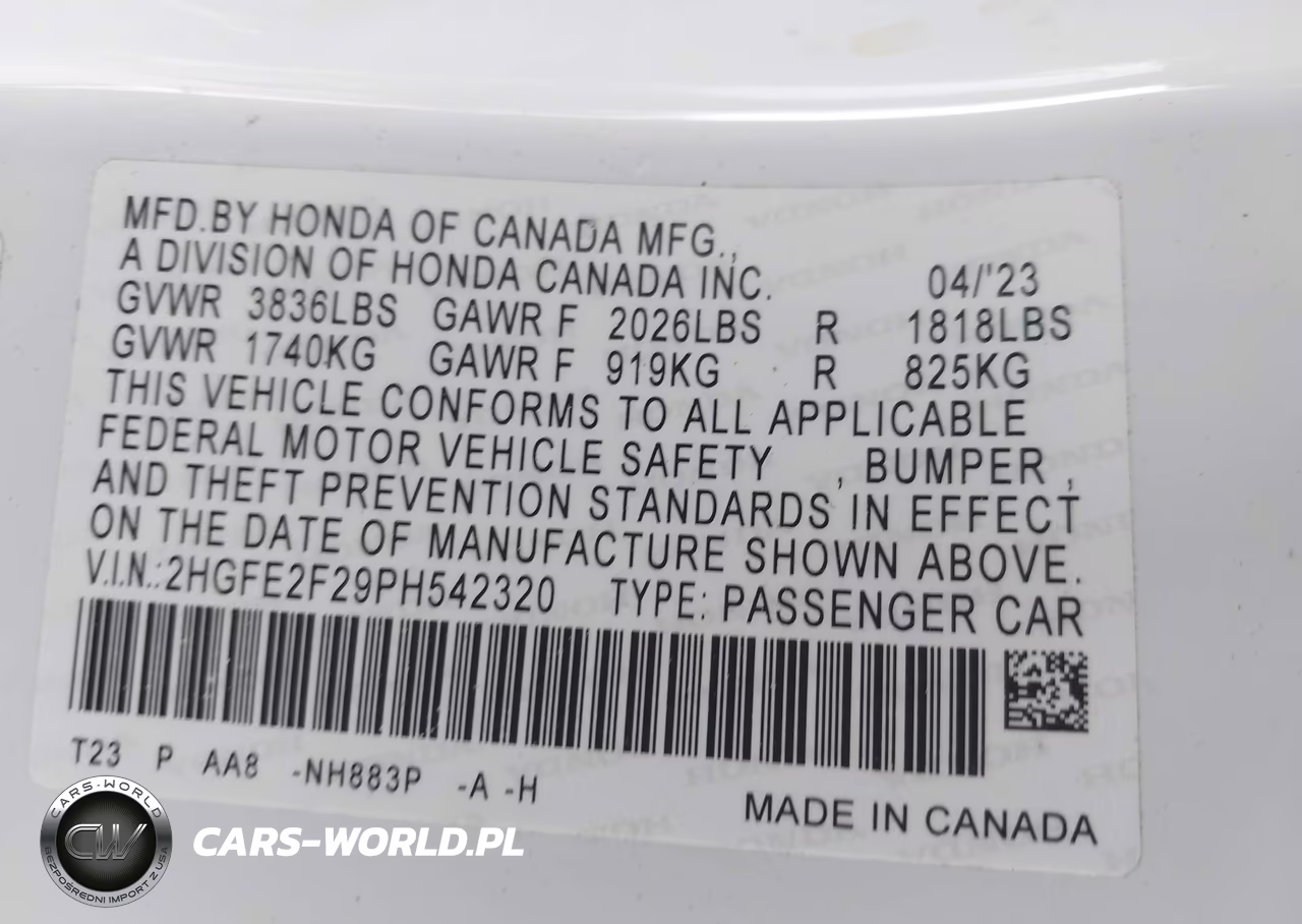 2023 Honda Civic Lx VIN:2HGFE2F29PH542320 - 9